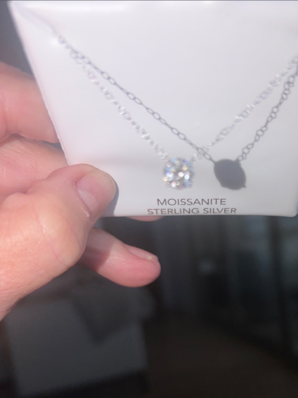 Moissanite Sterling Silver Necklace and Earrings Set. - Picture 3 of 5
